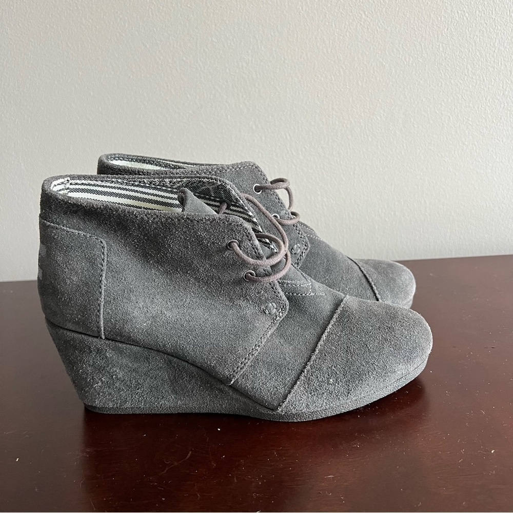 Toms Gray Suede Wedge Shoes